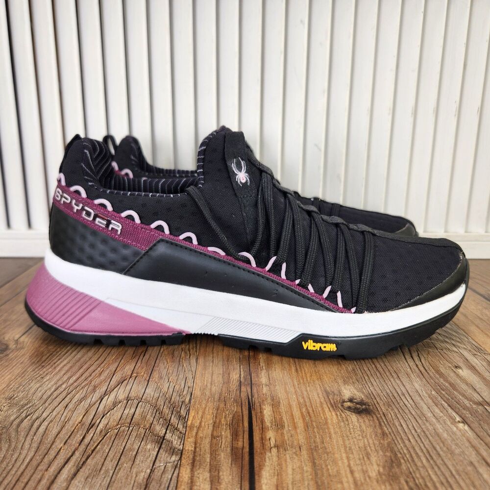 Spyder Sanford Trail Shoes Womens Size 10 M Black Pink Vibram Hiking Sneakers